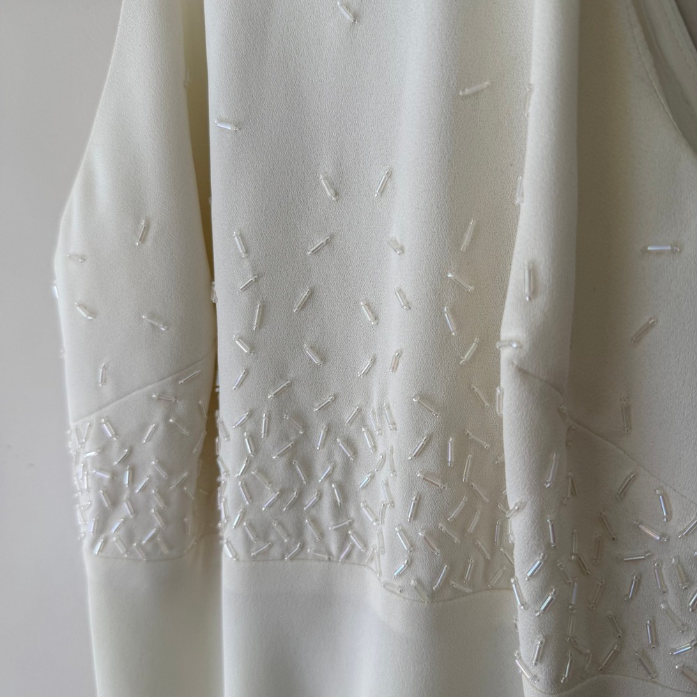 Laundry by Shelli Segal Ivory Beaded Halter Neck Mini Dress E2671 Cream 4 - Picture 2 of 7